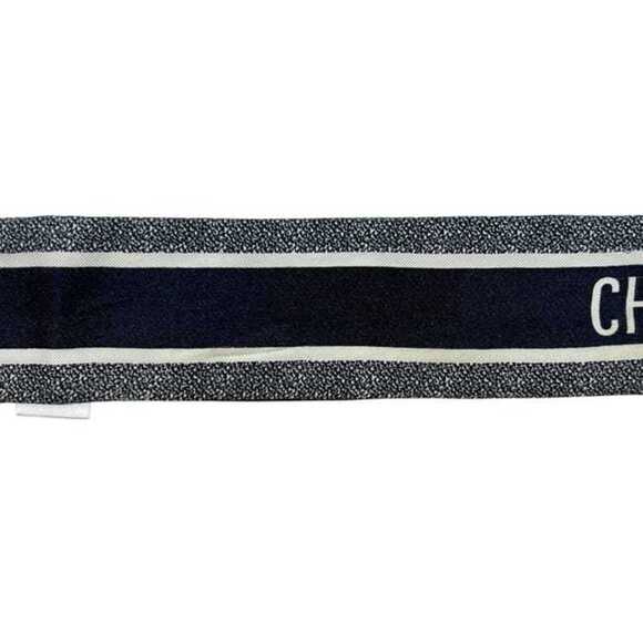 Christian Dior Ribbon Mitzah Scarf Muffler ec-25236 Navy Black Multicolor 700...